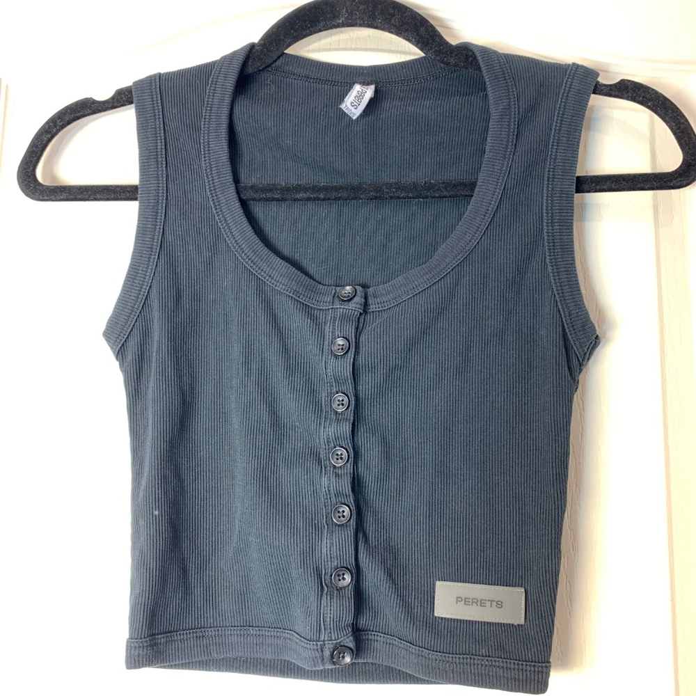 Joshua Perets Ribbed Crop Tank‎ Top Y2K Grunge Minimalist XS